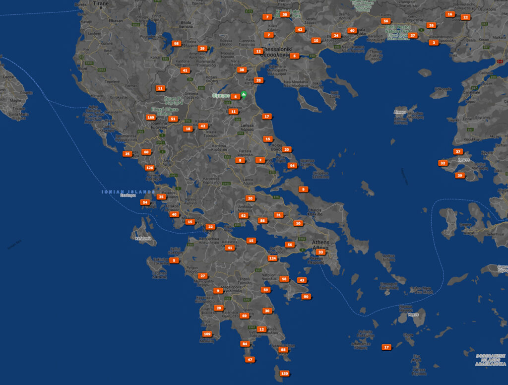 Map photo locations Greece